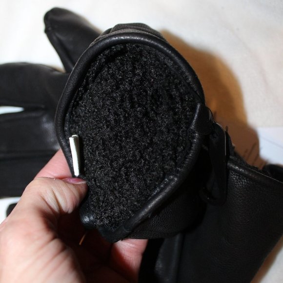 NWT UGG MEN'S 3 POINT SNAP LEATHER WOOL LINED WINTER GLOVES BLACK M L - Picture 4 of 5